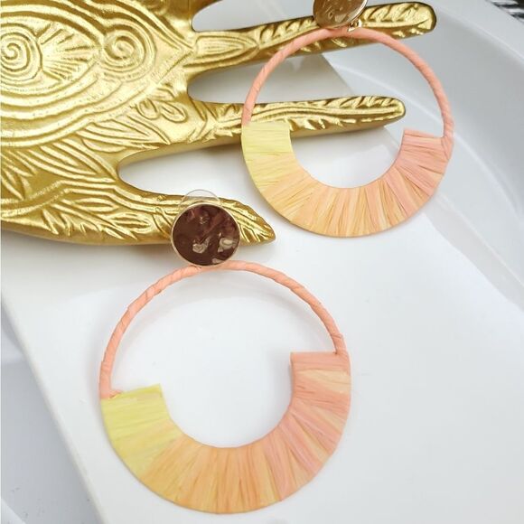 New!  FP Raffia Wrapped Earrings - Picture 1 of 9